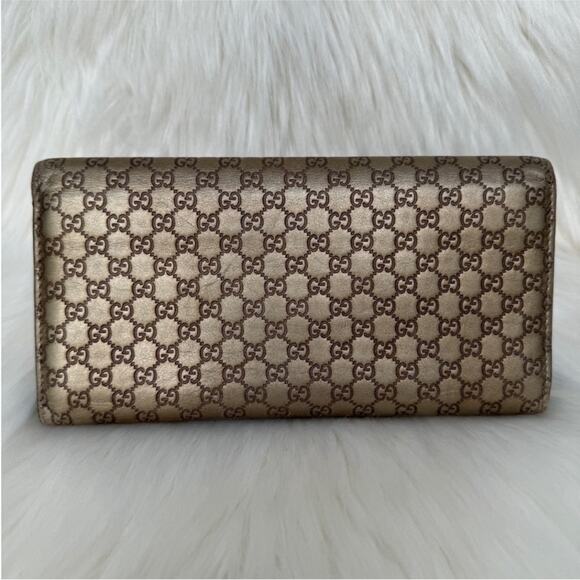 Gucci Metallic Leather Microguccisima Trifold Long Wallet - Picture 3 of 10